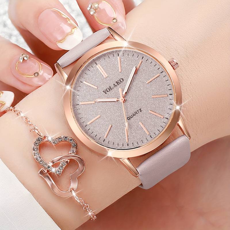 Women's Shiny Quartz Watch Set 6PCS