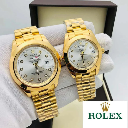 Rolex Stainless Steel Couple Watch With Rolex Box