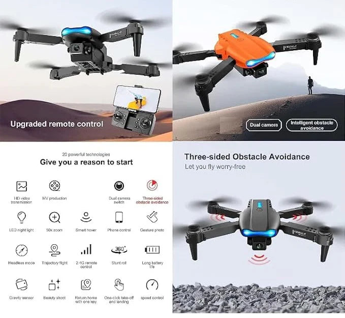 E99 Pro Drone Camera with Dual 720p Cameras Foldable Design